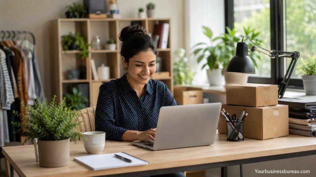 Entrepreneur running a small business from home office