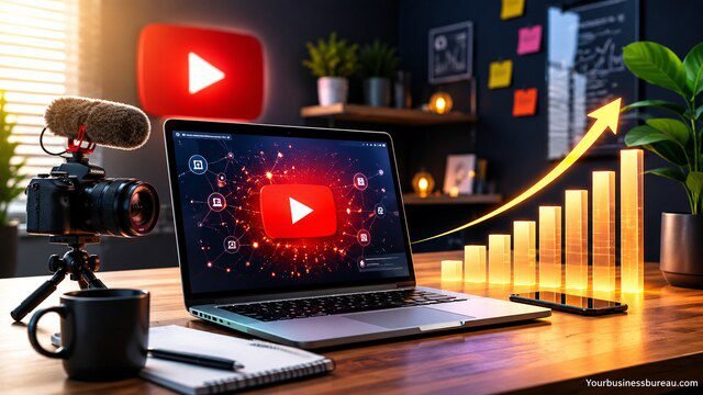 YouTube content creation workspace for building long-term authority