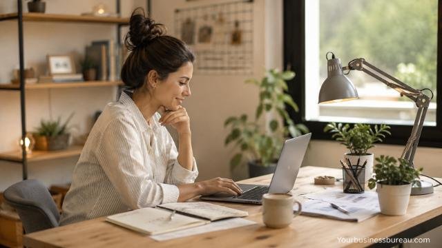 Freelancer working from a professional home office