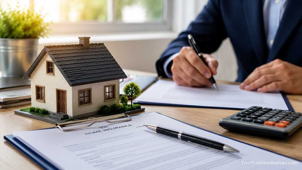 Hidden costs of home insurance in Ireland with house model and insurance documents