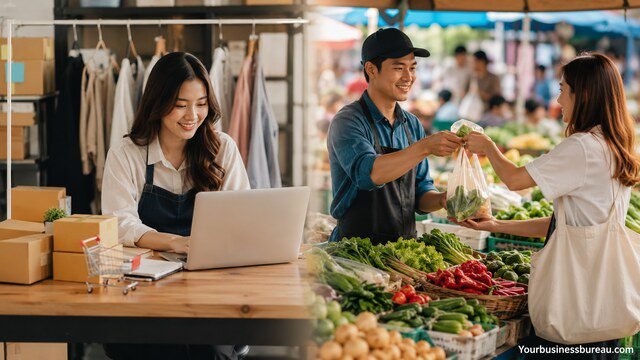 Selling products through e-commerce and local markets