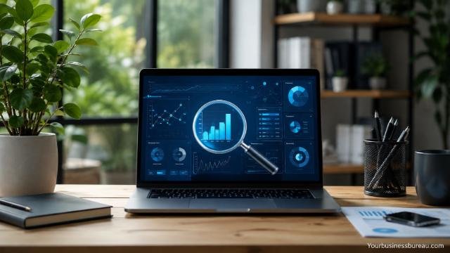 SEO content optimization dashboard on a modern workspace
