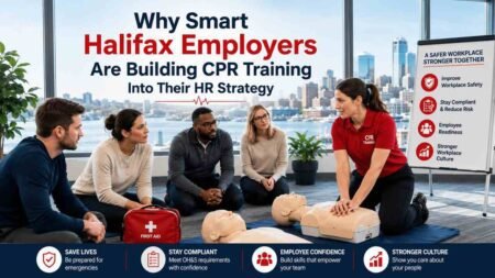 Why Smart Halifax Employers are Building CPR Training Into Their HR Strategy Employees receiving CPR training during a workplace safety program in Halifax