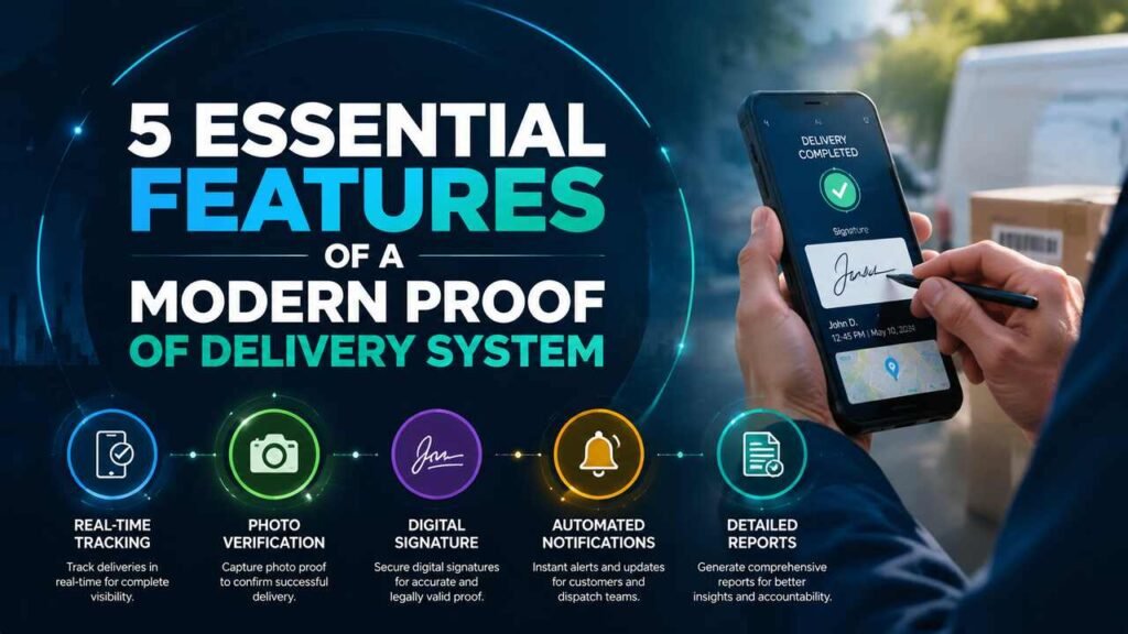 5 Essential Features of a Modern Proof of Delivery System Proof of delivery system showing digital signature and delivery confirmation on mobile app