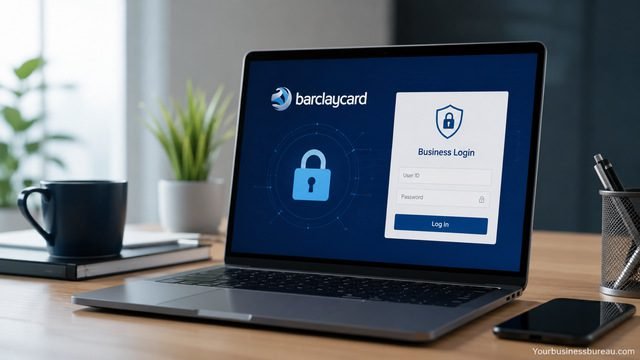 Secure Barclaycard Business Login on laptop screen
