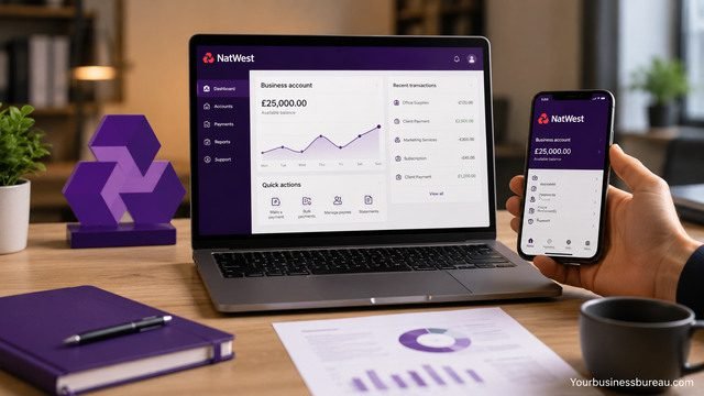 NatWest digital banking services for business on laptop and smartphone