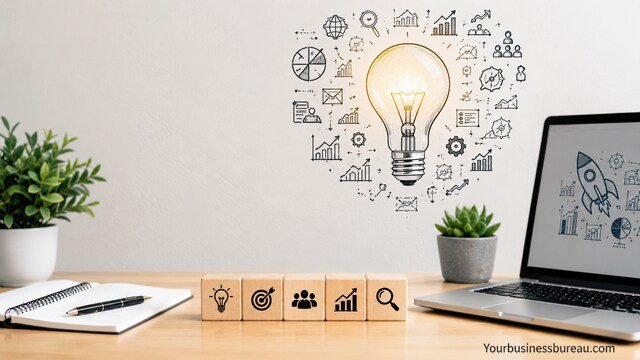 Modern workspace illustrating how to define your business concept for a business plan.