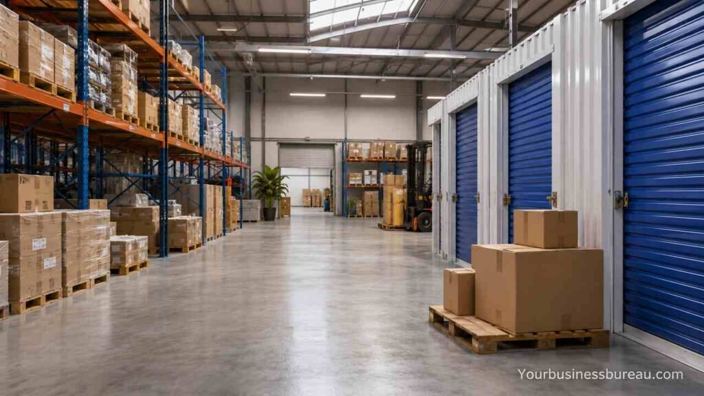 Business Storage: The Complete Guide to Secure Commercial and Inventory Storage Solutions Business storage warehouse with secure commercial inventory storage units.