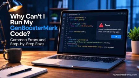 Why Can’t I Run My GenBoosterMark Code? Common Errors and Step-by-Step Fixes Laptop displaying GenBoosterMark code errors with troubleshooting guide.