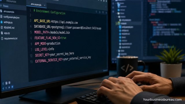 Developer repairing environment variables and configuration files on a coding workstation.
