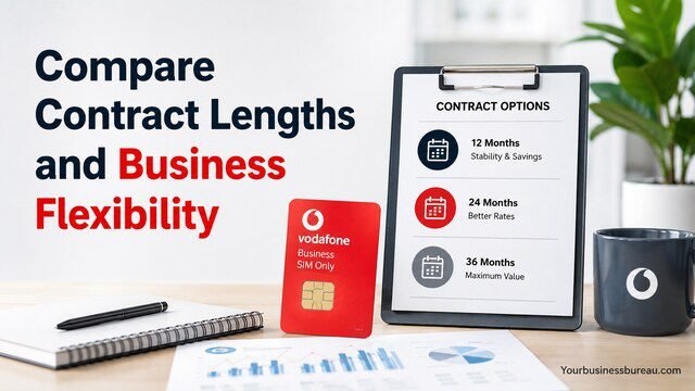 Compare contract lengths and business flexibility for Vodafone Business SIM Only plans.