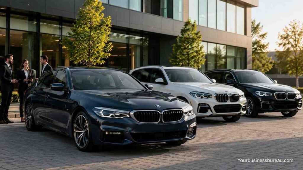 BMW Business Lease: Complete Guide to Business Leasing BMW Vehicles for Companies BMW business lease vehicles outside a corporate office