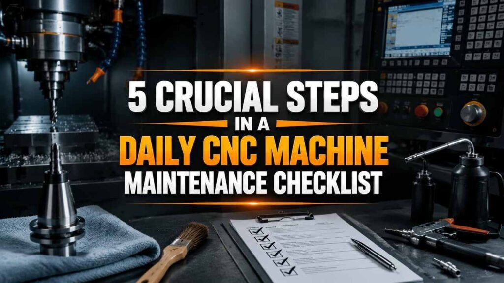 5 Crucial Steps in a Daily CNC Machine Maintenance Checklist Daily CNC machine maintenance checklist with tools and CNC equipment
