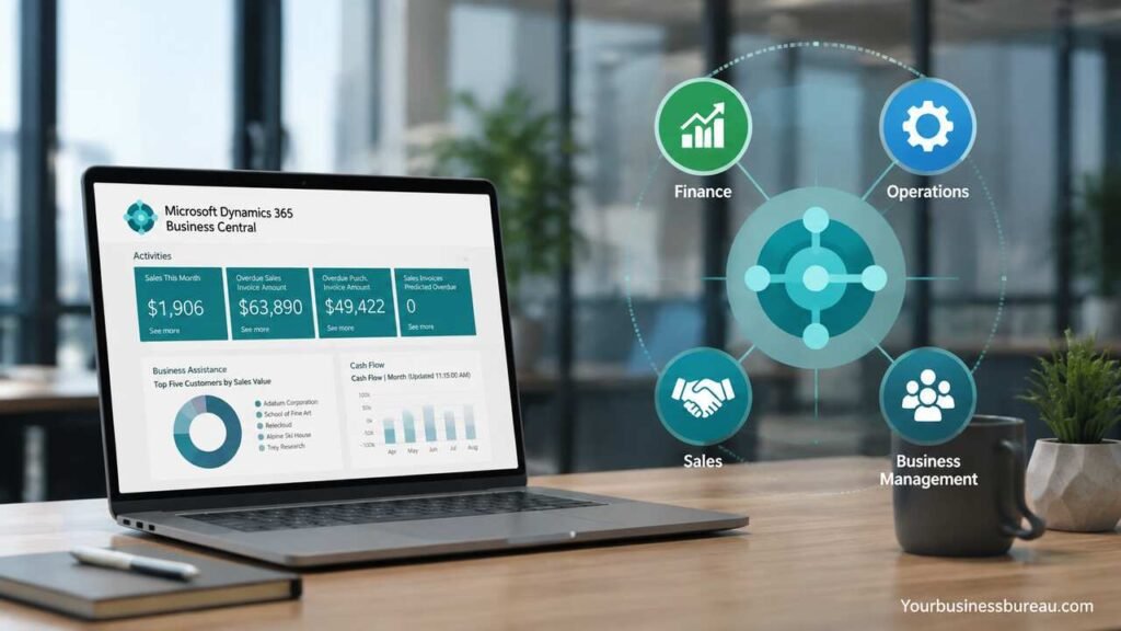 Microsoft Dynamics 365 Business Central: Streamline Finance, Operations, Sales, and Business Management Microsoft Dynamics 365 Business Central ERP dashboard for business management