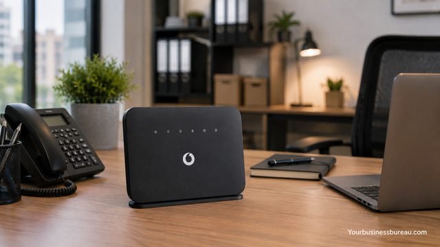 Vodafone router for office on a modern business desk