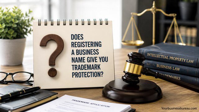 Business name trademark protection and registration concept