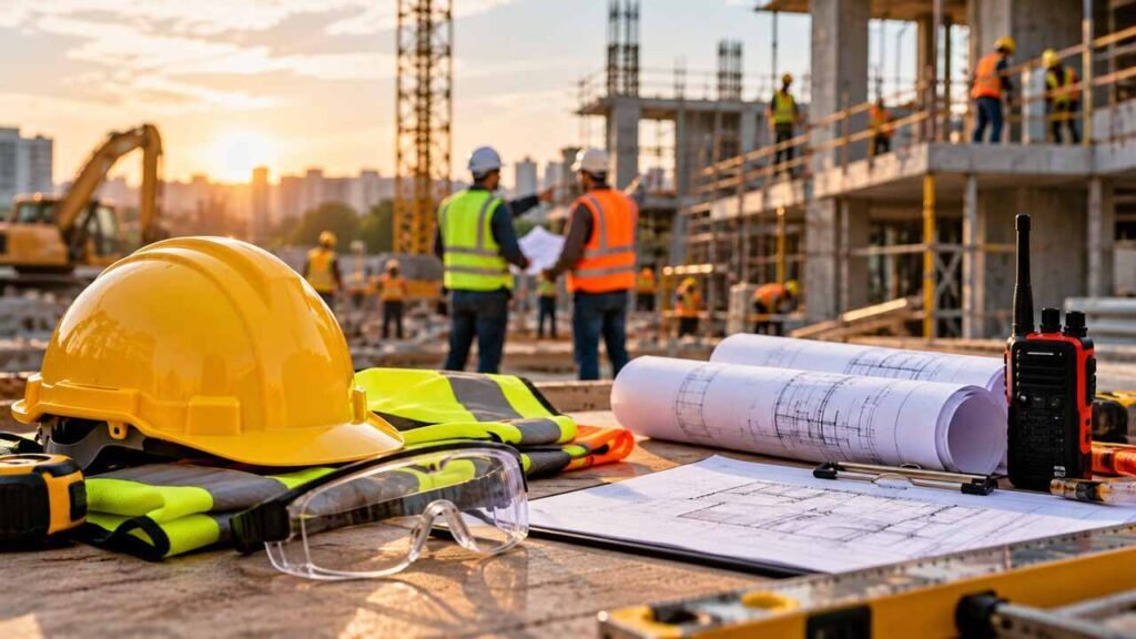 Changes That Can Make Your Next Construction Project Safer Construction workers following safety practices on an organized jobsite.