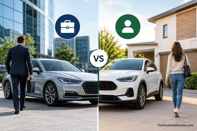 Business contract hire vs personal contract hire comparison with business and personal cars.