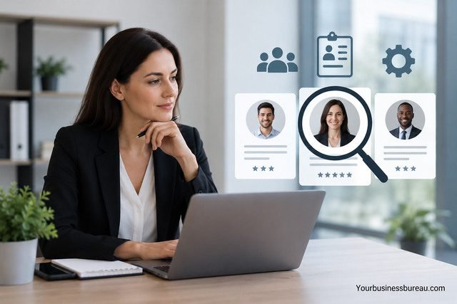 Recruiter evaluating candidate profiles to decide whether Meridian fits recruitment needs.