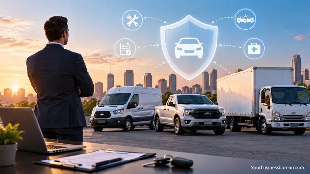 Business car insurance coverage for commercial vehicles, including vans, pickup trucks, and delivery trucks.