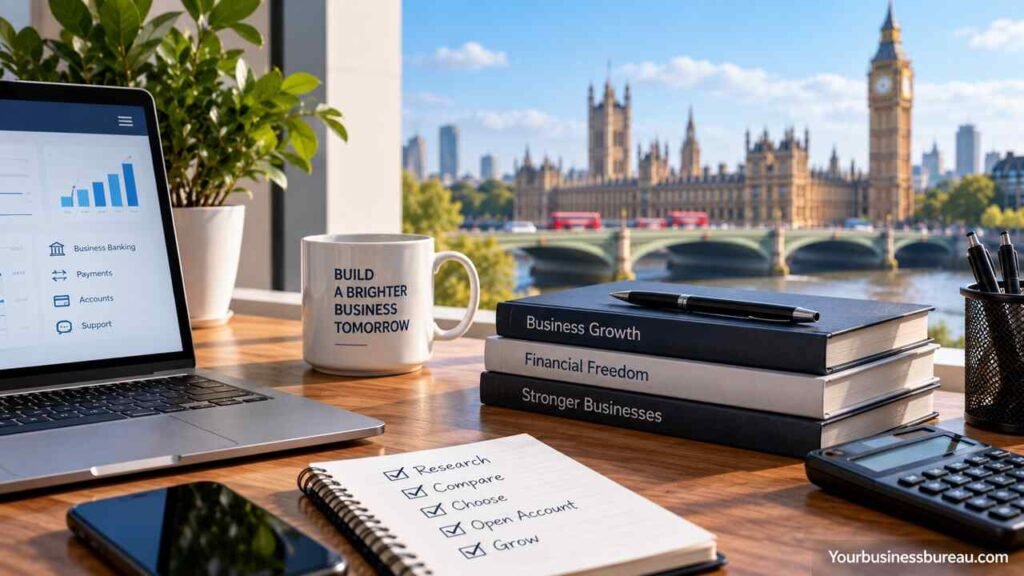 Business Bank Account UK: How to Choose and Open the Right Account Business bank account UK comparison and planning workspace