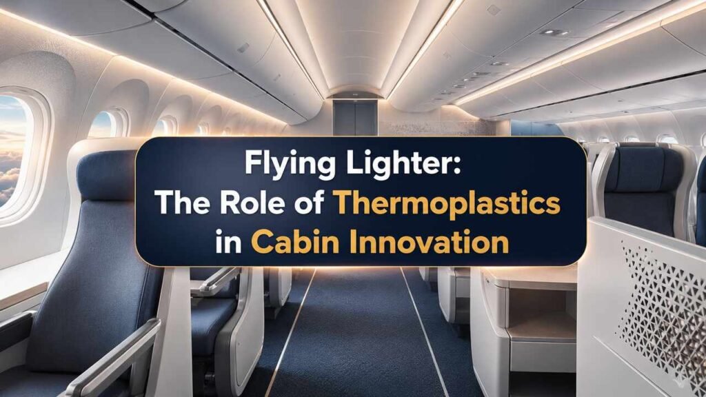 Flying Lighter: The Role of Thermoplastics in Cabin Innovation Lightweight aircraft cabin featuring thermoplastics in cabin innovation.