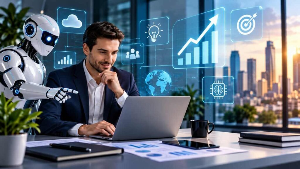 Digital transformation and AI supporting business growth and innovation.