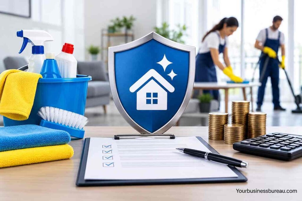 Cleaning Business Insurance: A Complete Guide to Coverage, Costs, and Protecting Your Cleaning Company Cleaning business insurance coverage with cleaning supplies, protection shield, and cost planning.
