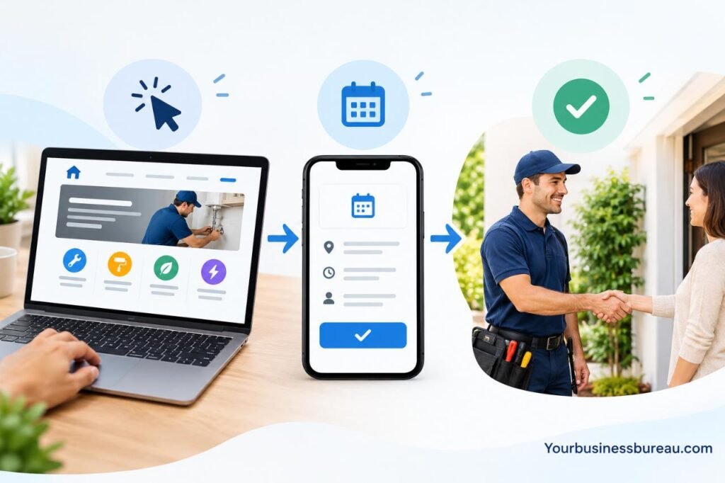 From Clicks To Booked Jobs: Website Plan For Local Service Businesses Local service business website with online booking system to convert visitors into booked jobs.