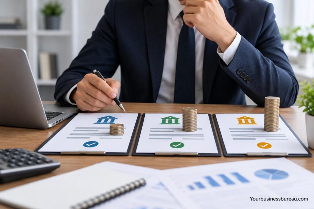 Business Loan Comparison: How to Find the Best Financing Option for Your Business Business loan comparison showing different financing options, lenders, and loan offers for businesses.