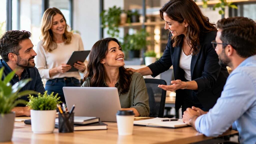 Onboarding Is an HR Problem, Not a Software Problem: What Small Businesses Miss HR manager welcoming a new employee during an onboarding session with a small business team.
